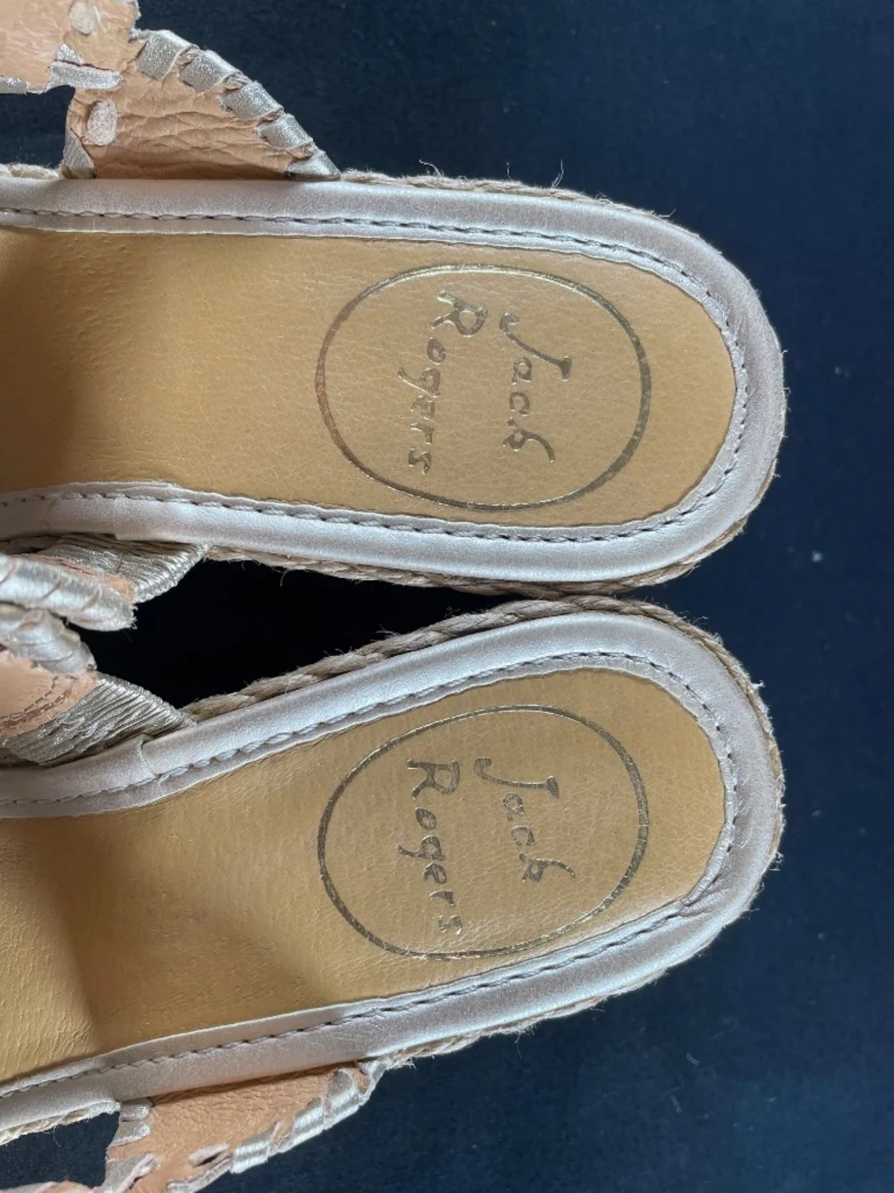 Jack Rogers Shelby Espadrille Wedge 7.5M in Platinum Country